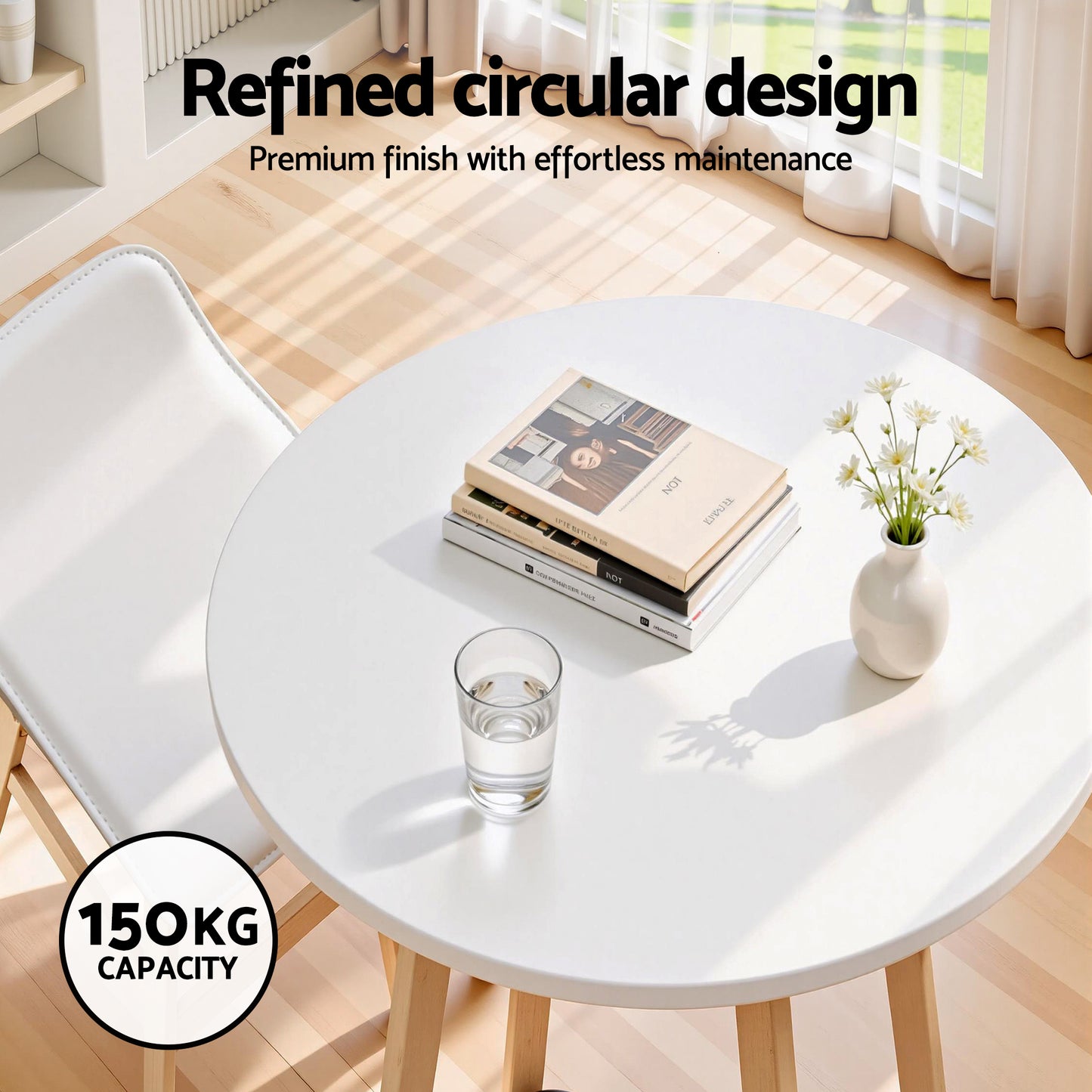 Artiss Bar Table Round Counter Kitchen Dining Desk Pub 98cm Height Wood White - Image 5