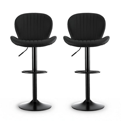 Artiss 2x Bar Stools Kitchen Swivel Gas Lift Counter Chair Shell Leather Black - Image 3