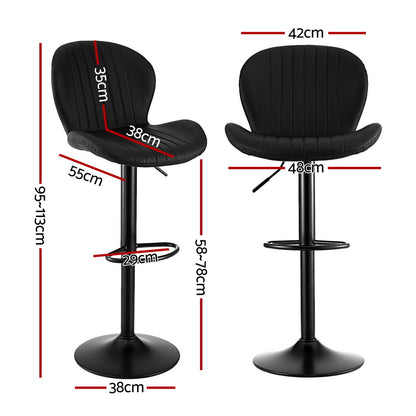 Artiss 4x Bar Stools Kitchen Swivel Gas Lift Counter Chair Shell Leather Black - Image 2