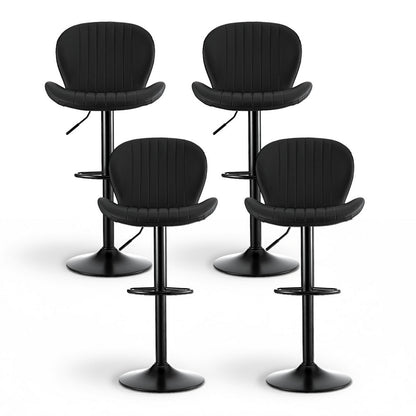 Artiss 4x Bar Stools Kitchen Swivel Gas Lift Counter Chair Shell Leather Black - Image 3