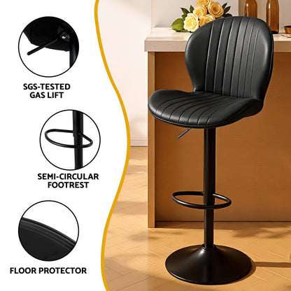 Artiss 4x Bar Stools Kitchen Swivel Gas Lift Counter Chair Shell Leather Black - Image 6