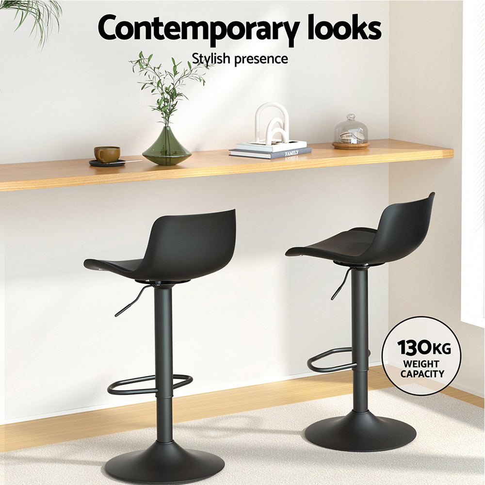 Artiss 2x Bar Stools Padded Seat Gas Lift Black - Image 4