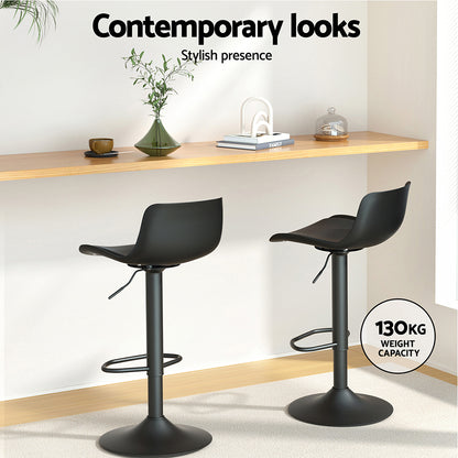 Artiss 2x Bar Stools Padded Seat Gas Lift Black - Image 4