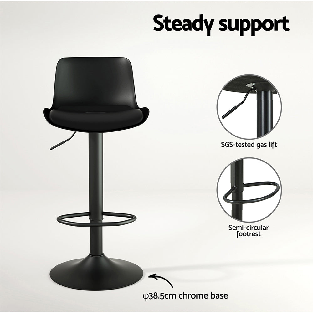 Artiss 2x Bar Stools Padded Seat Gas Lift Black - Image 5
