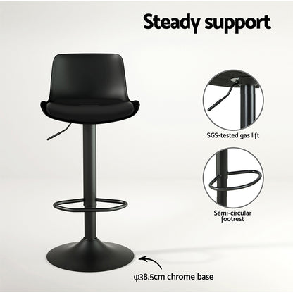 Artiss 2x Bar Stools Padded Seat Gas Lift Black - Image 5