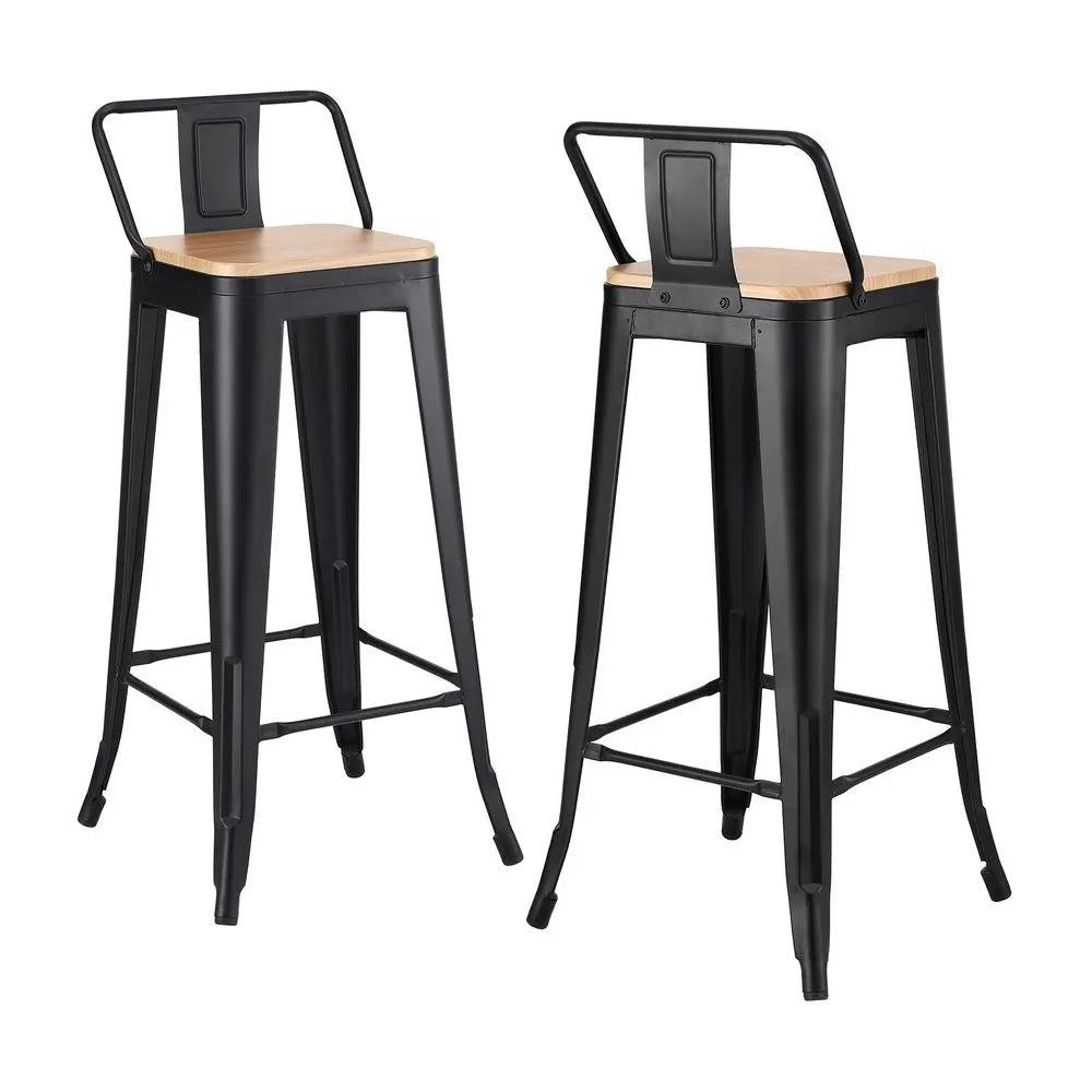 Artiss Metal Bar Stools Set of 2 Counter Height Barstools 77cm Seat Height w/ Removable Back