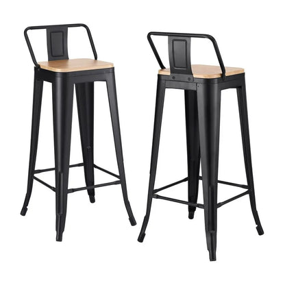 Artiss Metal Bar Stools Set of 2 Counter Height Barstools 77cm Seat Height w/ Removable Back