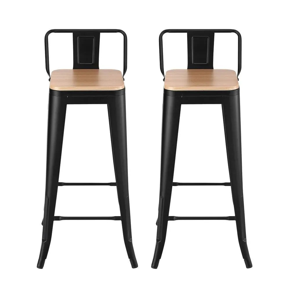 Artiss Metal Bar Stools Set of 2 Counter Height Barstools 77cm Seat Height w/ Removable Back - Image 3