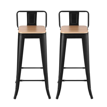 Artiss Metal Bar Stools Set of 2 Counter Height Barstools 77cm Seat Height w/ Removable Back - Image 3
