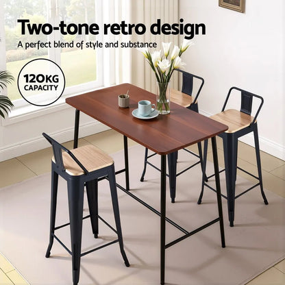 Artiss Metal Bar Stools Set of 2 Counter Height Barstools 77cm Seat Height w/ Removable Back - Image 4