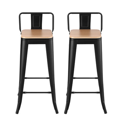 Artiss 2x Bar Stools Kitchen Counter High Chair Dining Stackable Metal Black - Image 3