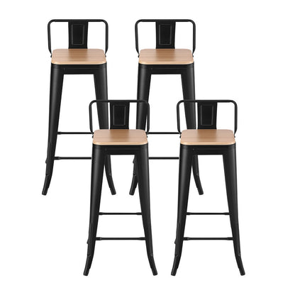 Artiss 4x Bar Stools Kitchen Counter High Chair Dining Stackable Metal Black - Image 3