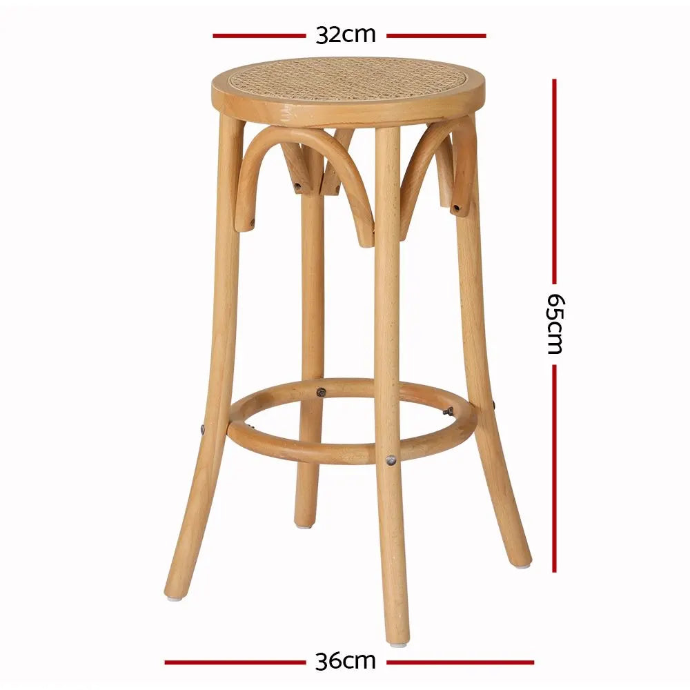 Artiss Bar Stools Set of 3 Kitchen Wooden Bar Stool Dining Chair 65cm - Image 2