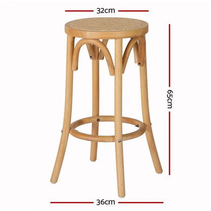 Artiss Bar Stools Set of 3 Kitchen Wooden Bar Stool Dining Chair 65cm - Image 2