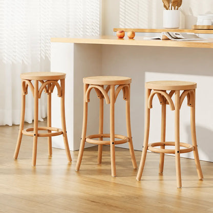 Artiss Bar Stools Set of 3 Kitchen Wooden Bar Stool Dining Chair 65cm - Image 3