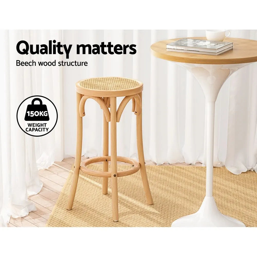 Artiss Bar Stools Set of 3 Kitchen Wooden Bar Stool Dining Chair 65cm - Image 6