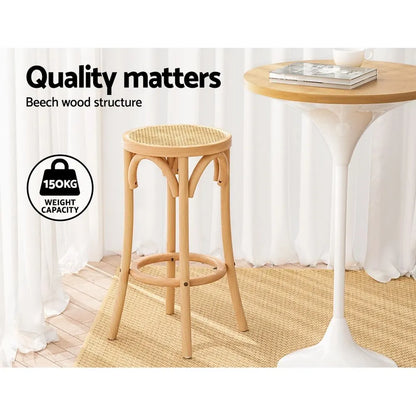 Artiss Bar Stools Set of 3 Kitchen Wooden Bar Stool Dining Chair 65cm - Image 6