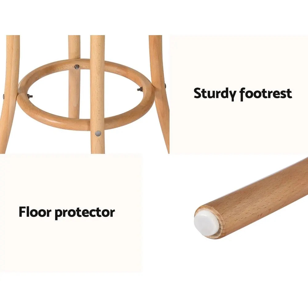 Artiss Bar Stools Set of 3 Kitchen Wooden Bar Stool Dining Chair 65cm - Image 7