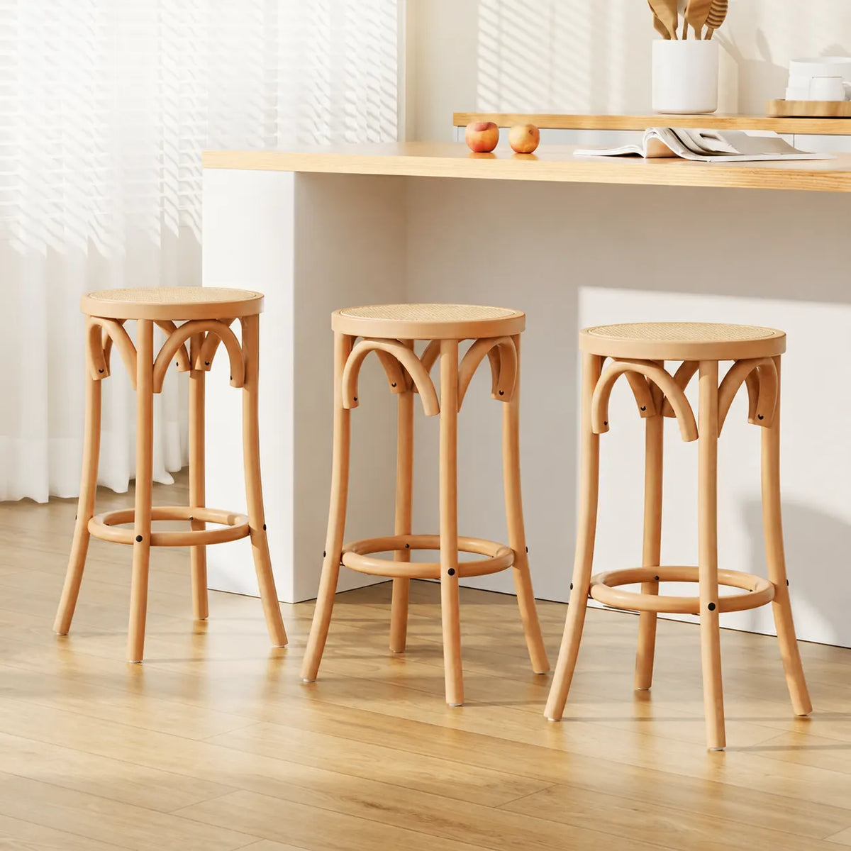 Artiss Bar Stools Set of 3 Kitchen Wooden Bar Stool Dining Chair 65cm - Image 8
