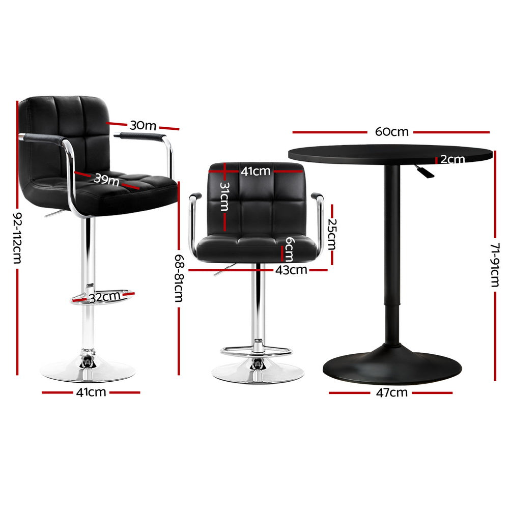 Artiss Bar Table and Stools Set Dining Desk Kitchen Chairs Cafe Pub - Image 2
