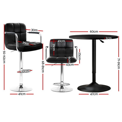 Artiss Bar Table and Stools Set Dining Desk Kitchen Chairs Cafe Pub - Image 2