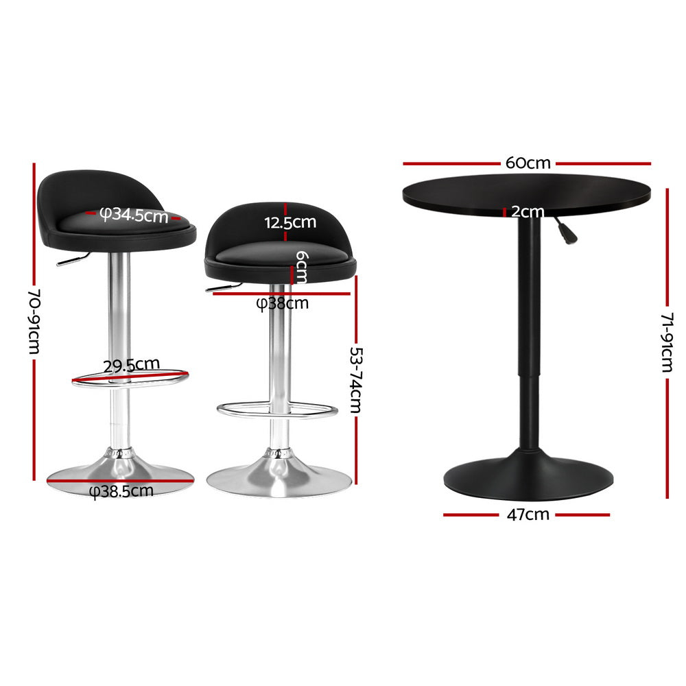 Artiss Bar Table and Stools Set Dining Desk Kitchen Chairs Cafe Pub - Image 2