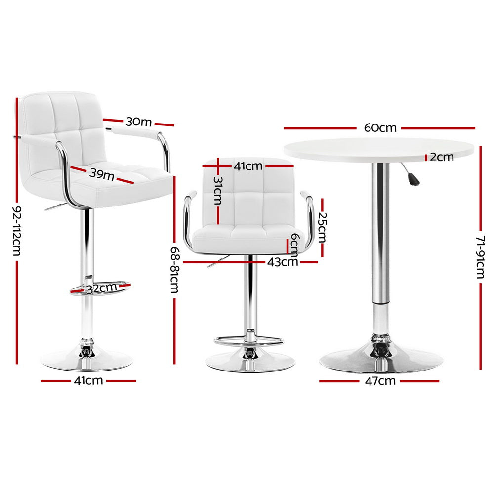 Artiss Bar Table and Stools Set Dining Desk Kitchen Chairs Cafe Pub - Image 2