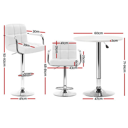 Artiss Bar Table and Stools Set Dining Desk Kitchen Chairs Cafe Pub - Image 2