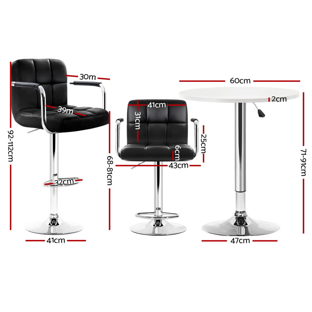 Artiss Bar Table and Stools Set Dining Desk Kitchen Chairs Cafe Pub - Image 2