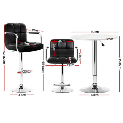 Artiss Bar Table and Stools Set Dining Desk Kitchen Chairs Cafe Pub - Image 2