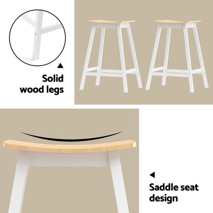 Artiss Bar Table and Stools Set Dining Desk Solid Wood Kitchen Chairs Cafe Pub - Image 6