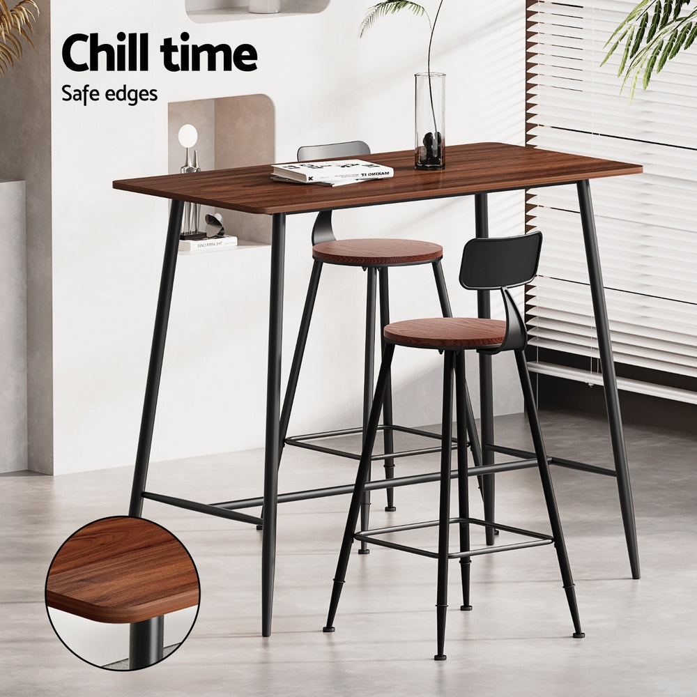 Artiss Bar Table and Stools Set Dining Desk Kitchen Chairs Cafe Pub - Image 4
