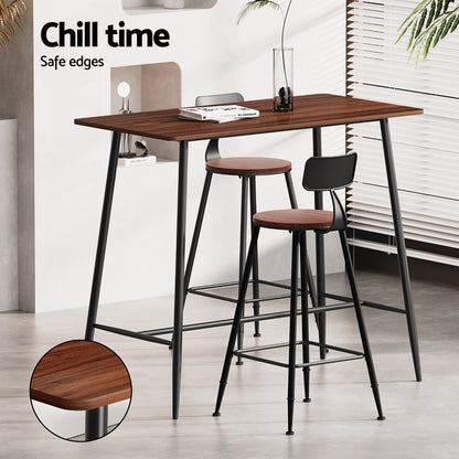 Artiss Bar Table and Stools Set Dining Desk Kitchen Chairs Cafe Pub - Image 4