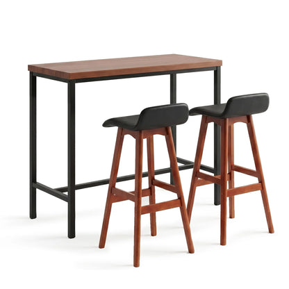 Artiss 3Pcs Bar Table and Stools Set Dining Desk Kitchen Chairs Cafe Pub Wood - Image 2