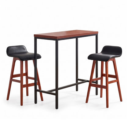 Artiss 3Pcs Bar Table and Stools Set Dining Desk Kitchen Chairs Cafe Pub Wood - Image 4