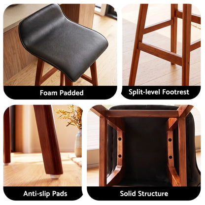 Artiss 3Pcs Bar Table and Stools Set Dining Desk Kitchen Chairs Cafe Pub Wood - Image 7
