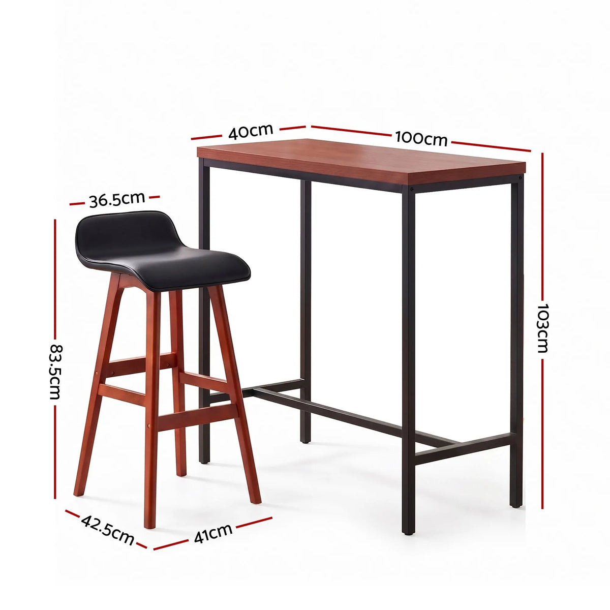 Artiss 5Pcs Bar Table and Stools Set Dining Desk Kitchen Chairs Cafe Pub Wood - Image 3