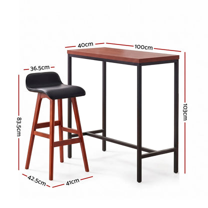 Artiss 5Pcs Bar Table and Stools Set Dining Desk Kitchen Chairs Cafe Pub Wood - Image 3