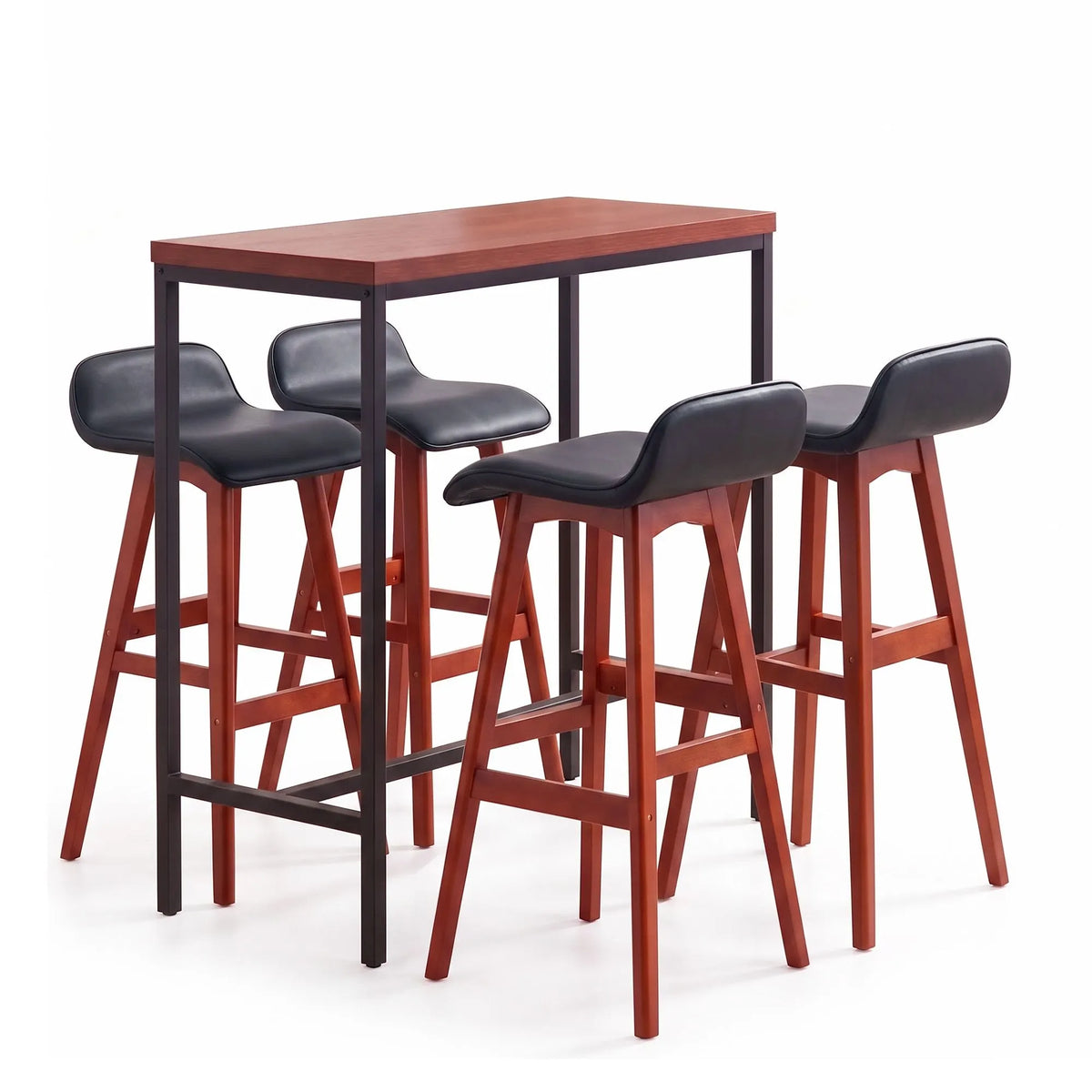 Artiss 5Pcs Bar Table and Stools Set Dining Desk Kitchen Chairs Cafe Pub Wood - Image 4