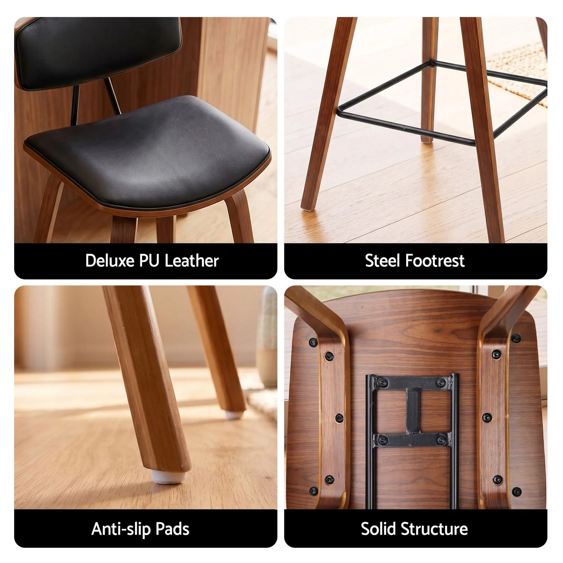 Artiss 3PCS Bar Table and Stools Set Dining Table Solid Wood Kitchen Chairs Cafe Pub - Image 7