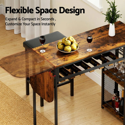 Artiss 3PCS Bar Table and Stools Set Dining Table Solid Wood Kitchen Chairs Cafe Pub - Image 8