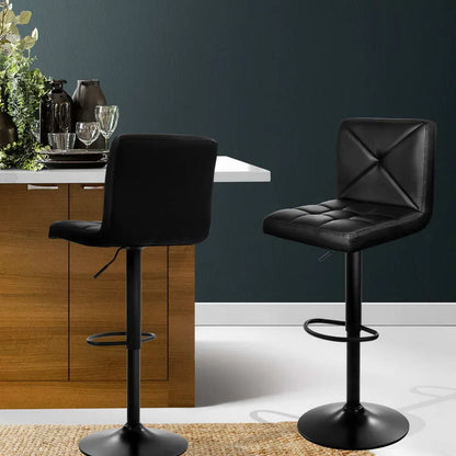 Artiss 2x Bar Stools Kitchen Dining Chairs Gas Lift Stool Leather Black - Image 7