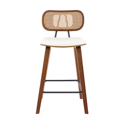 4x Artiss Bar Stools Kitchen Counter Rattan Chairs PU Leather Padding - Image 3