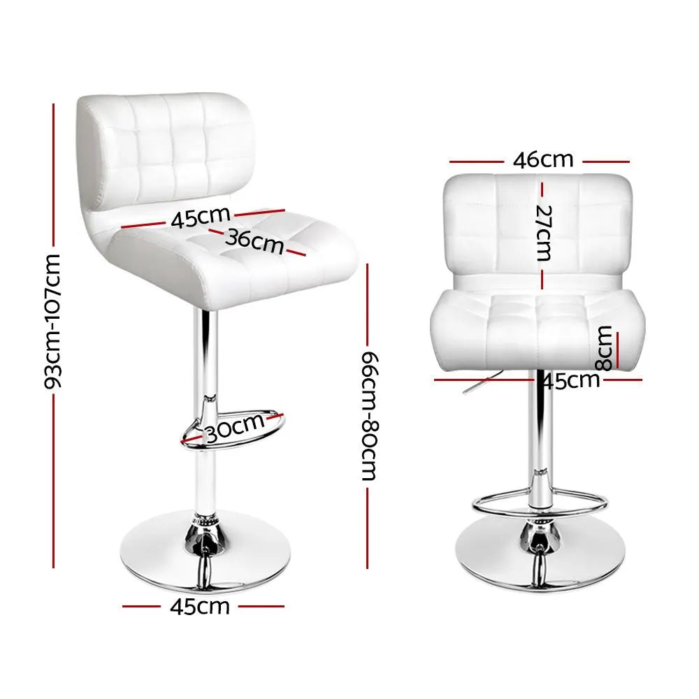 Artiss 2x Bar Stools Gas Lift Leather Padded White - Image 2