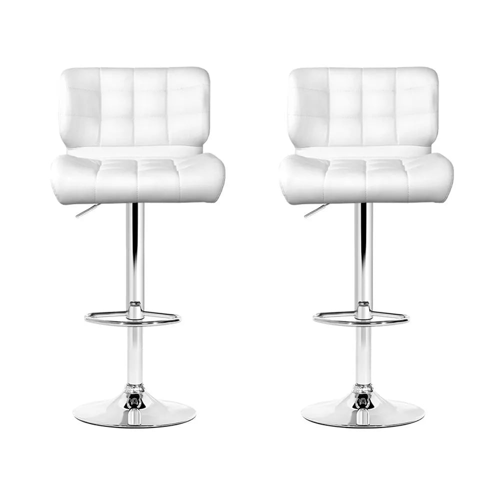 Artiss 2x Bar Stools Gas Lift Leather Padded White - Image 3
