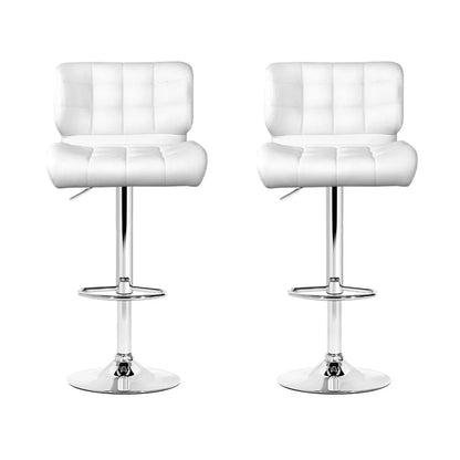 Artiss 2x Bar Stools Gas Lift Leather Padded White - Image 3