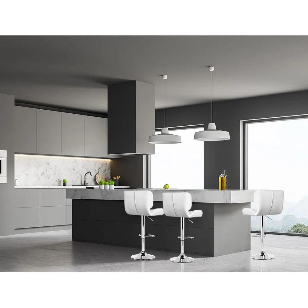 Artiss 2x Bar Stools Gas Lift Leather Padded White - Image 6