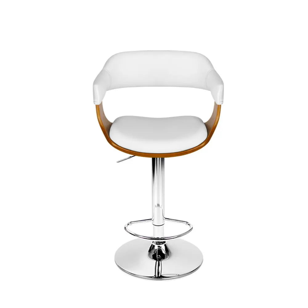 Artiss Bar Stools Gas Lift Leather w/Armrest White - Image 3