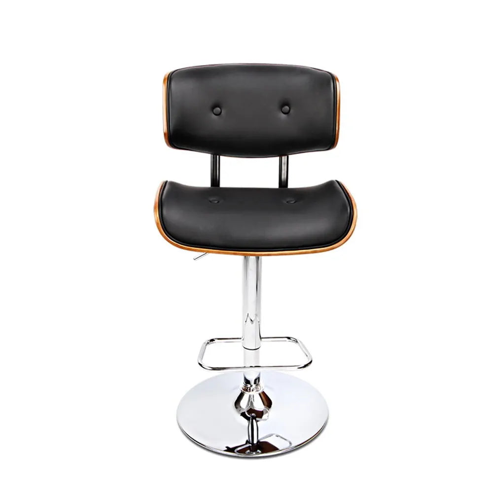 Artiss Bar Stools Gas Lift Leather Black - Image 3
