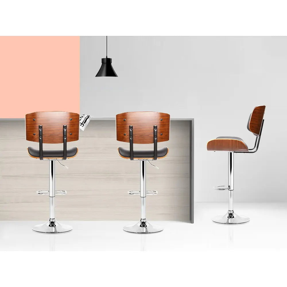 Artiss Bar Stools Gas Lift Leather Black - Image 6